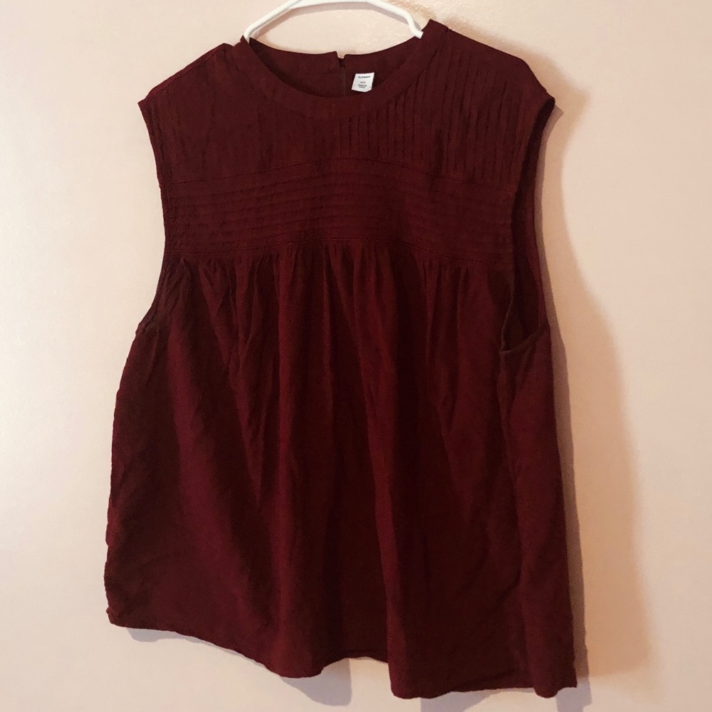 Burgundy plus size person top